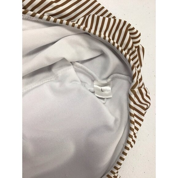 One Peice Size Cut  One Shoulder Brown/White Striped L Bathing Suit 🤍 - Picture 4 of 4